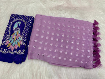 bhavika silk mills Embroidered Bollywood Georgette Saree(Purple)