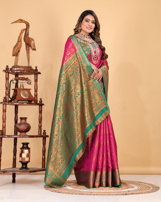 LAVYANSH CREATION Self Design, Woven Banarasi Art Silk, Jacquard Saree(Pink)