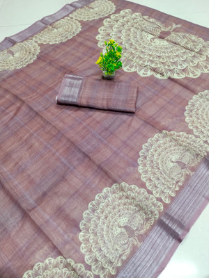 PRTRENDZ Woven Kanjivaram Pure Cotton, Cotton Silk Saree(Magenta)