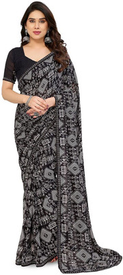 Moda Rapido Printed Bollywood Georgette Saree(Black)