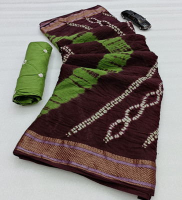 LILIMA Printed Bandhani Pure Cotton Saree(Multicolor)