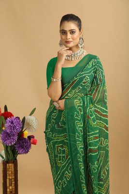 Damru trendz Printed Daily Wear Georgette Saree(Red)