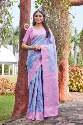 MANJULA SAREE Woven Banarasi Cotton Silk Saree(Blue)