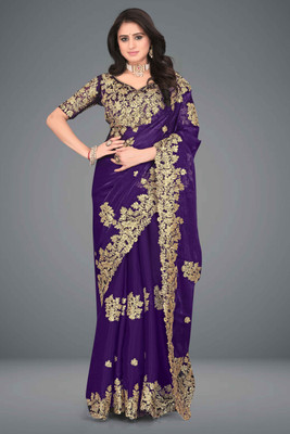 Brahmani Creation Embroidered Bollywood Georgette Saree(Purple)