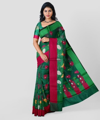 Sri Manisha Sarees Woven Banarasi Silk Blend Saree(Dark Green)