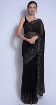 Salco Dyed Daily Wear Georgette Saree(Black)