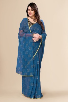 mamtasaree Embellished Bollywood Net, Chiffon Saree(Blue)