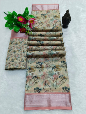 HangerStories Self Design Kanjivaram Cotton Linen, Linen Saree(Multicolor)