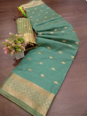 Gajal Woven Kanjivaram Pure Cotton, Cotton Silk Saree(Light Green)