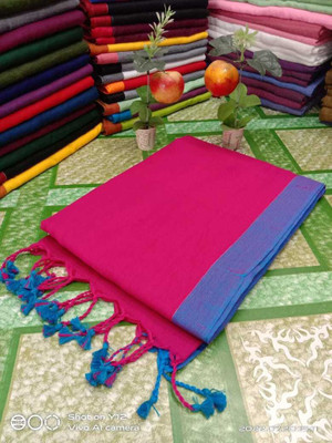 p fashion Self Design Bollywood Pure Cotton Saree(Pink, Blue)