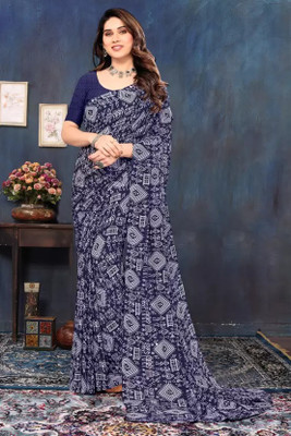 Samai Printed Bollywood Georgette Saree(Dark Blue)
