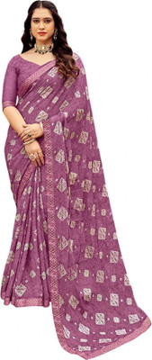 Pranjal Printed Bandhani Chiffon Saree(Pink)