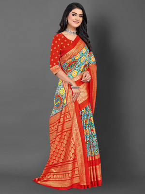 Divastri Printed Daily Wear Silk Blend Saree(Green)