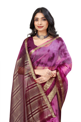 Aarunika MNT Solid/Plain Bollywood Organza Saree(Magenta)