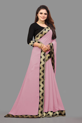 Jevlan Self Design Bollywood Georgette Saree(Pink)