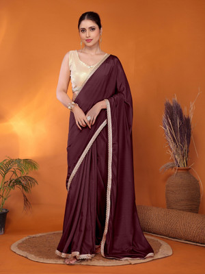 Shreesai Solid/Plain Bollywood Georgette Saree(Maroon)