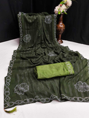 gajanand creation Striped Daily Wear Georgette Saree(Light Green)