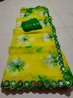 NeeLKANTH ENTERPRISE Embroidered Bandhani Chiffon Saree(Green)