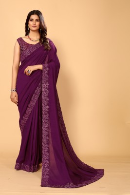 ZARUKHA Embroidered Bollywood Silk Blend Saree(Magenta)