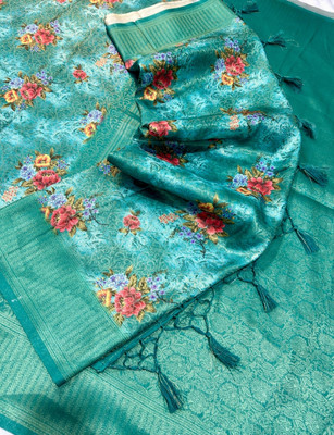 Divastri Digital Print Banarasi Pure Silk Saree(Light Green)