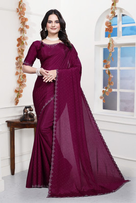 SAKHAVALA CREATION Embellished Bollywood Chiffon Saree(Red)