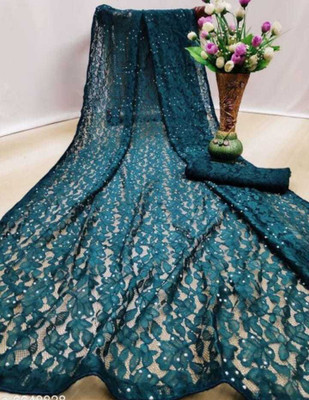 Suntex Self Design Bollywood Net Saree(Green)