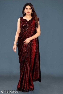 EPRIMPEX Embellished Bollywood Lycra Blend Saree(Maroon)