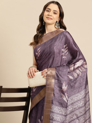 Divastri Digital Print Bollywood Silk Blend Saree(Purple)