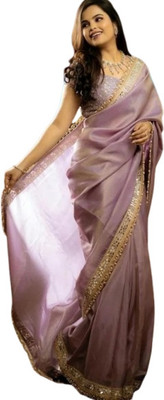 MADHAV Embroidered Bollywood Net Saree(Purple)