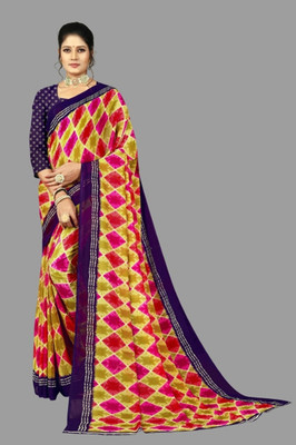 Vimalnath Synthetics Printed Mysore Georgette Saree(Pink)