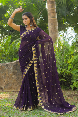 Divastri Self Design Bollywood Georgette Saree(Purple)