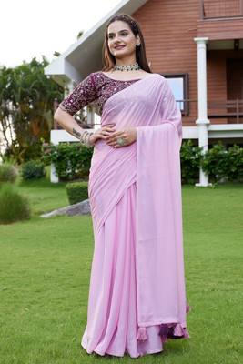 KONICA FAB Embroidered Bollywood Georgette Saree(Pink)