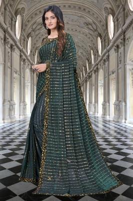 SHREE FASHIONFAB Self Design Bollywood Net Saree(Green)