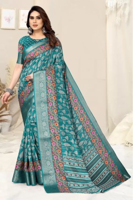 Divastri Floral Print, Printed Bollywood Silk Blend Saree(Multicolor)