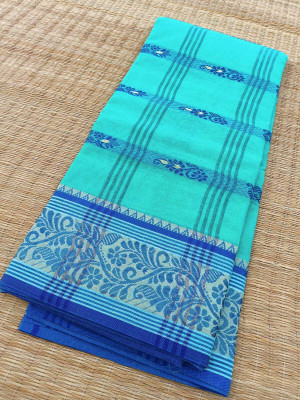 Happy Creation Woven Jamdani Handloom Cotton Blend Saree(Multicolor)