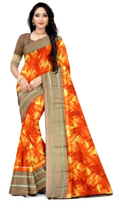 NANDI FAB Geometric Print Bollywood Georgette Saree(Orange)