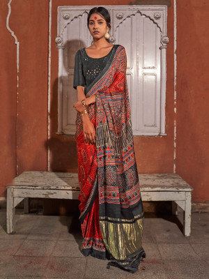 Sareemall Printed Daily Wear Viscose Rayon Saree(Red)