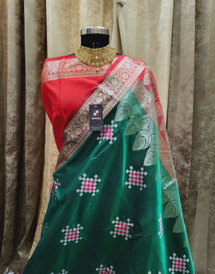 GS creation Embroidered Banarasi Art Silk Saree(Green)