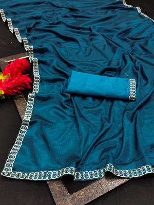 Ashiya Fab Embellished Daily Wear Georgette Saree(Blue)