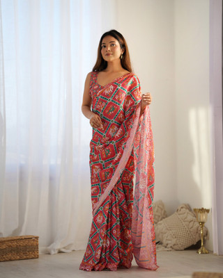 aadhiya impex Self Design Bollywood Chiffon Saree(Red)