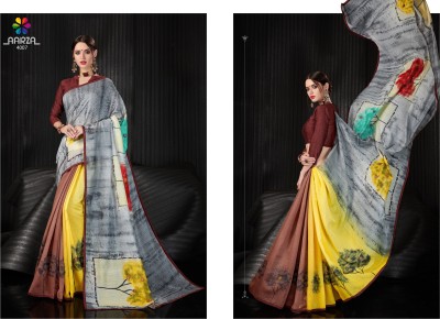 Rachna Printed Daily Wear Linen Saree(Grey)