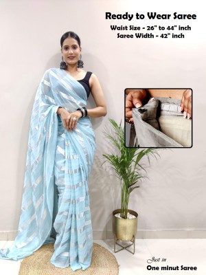 Riddhi textile Hub Self Design Bollywood Georgette Saree(Light Blue)