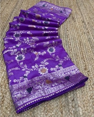 Aachari Floral Print Kanjivaram Jacquard, Pure Silk Saree(Magenta)