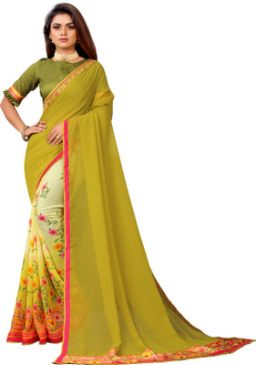 Vedant Vastram Printed Bollywood Georgette Saree(Green)