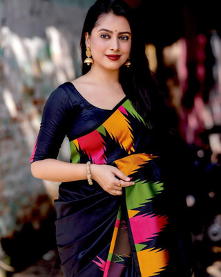 KM CREATION Self Design Banarasi Art Silk Saree(Black)