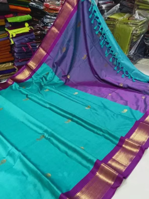 Fab Silk Embroidered Mysore Cotton Silk Saree(Multicolor)