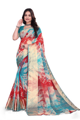 Aarunika SBT Solid/Plain Bollywood Organza Saree(Maroon)