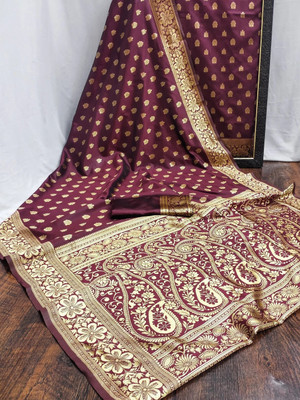 SHRIMAY Woven Kanjivaram Silk Blend Saree(Maroon)