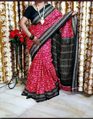ETHNIC ODISHA HANDLOOM Printed Sambalpuri Pure Cotton Saree(Multicolor)