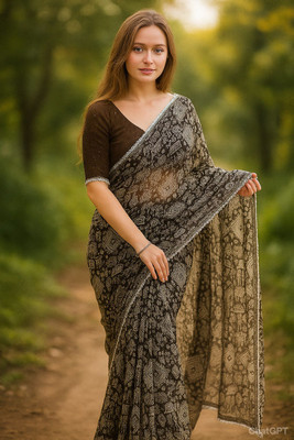 Samai Printed Daily Wear Georgette Saree(Brown)